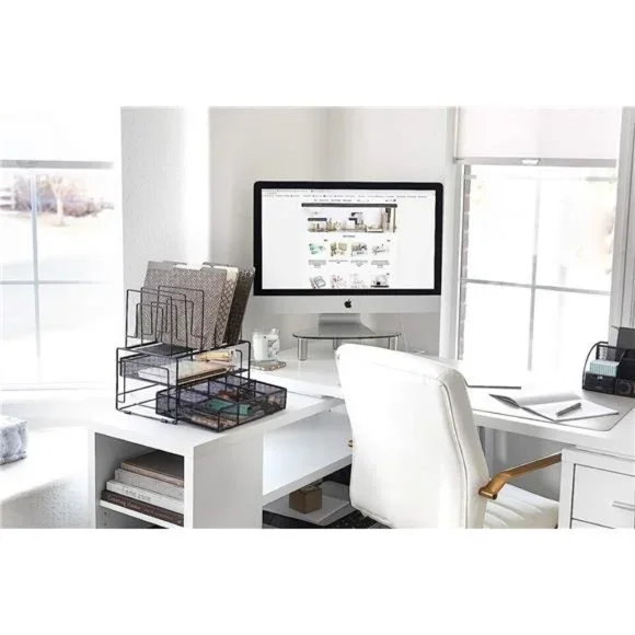 Black Workspace Desk organizers and Storage and Accessories Desktop Rack